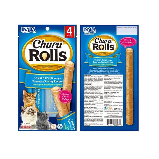 Inaba Cat Inaba Churu Rolls Cat Treats with Chicken and Tuna 4 in 10 gr