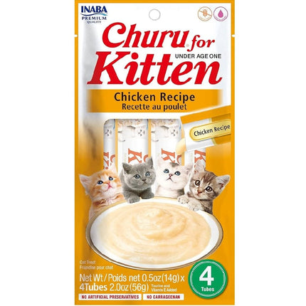 Inaba Cat Inaba Churu Skin and Coat Creamy Chicken Treats for Kittens 4 in 14 gr