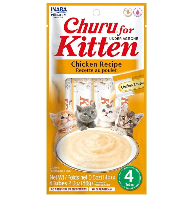 Inaba Cat Inaba Churu Skin and Coat Creamy Chicken Treats for Kittens 4 in 14 gr