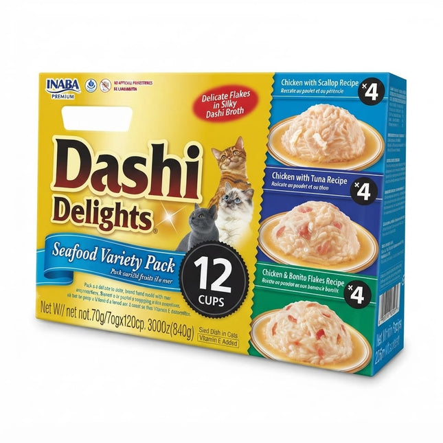 Inaba Cat Inaba Dashi Delights Seafood Variety Pack Wet Cat Food 12 Cups 840g