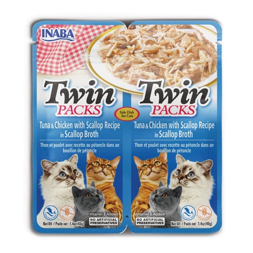 Inaba Cat Inaba Twin Chicken, Scallops and Tuna Cat Treats in Scallop Broth 2 in 40 gr