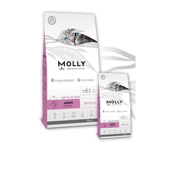 Molly dry food INDOOR Light and Sterilised with Chicken for cat 2 kg