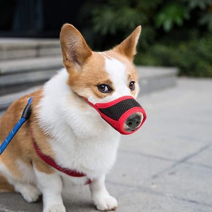 IREENUO Dog IREENUO Breathable Mesh Dog Muzzle Adjustable Soft Fabric Lead for Biting And Barking Prevention XS