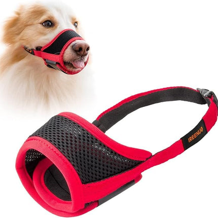 IREENUO Dog IREENUO Breathable Mesh Dog Muzzle Adjustable Soft Fabric Lead for Biting And Barking Prevention XS