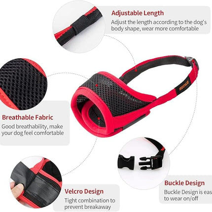 IREENUO Dog IREENUO Breathable Mesh Dog Muzzle Adjustable Soft Fabric Lead for Biting And Barking Prevention XS