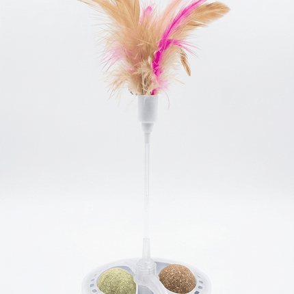 Karlie Cat 3-in-1 Catnip Feather Teaser Toy Interactive Spinning Fun for Healthy Play