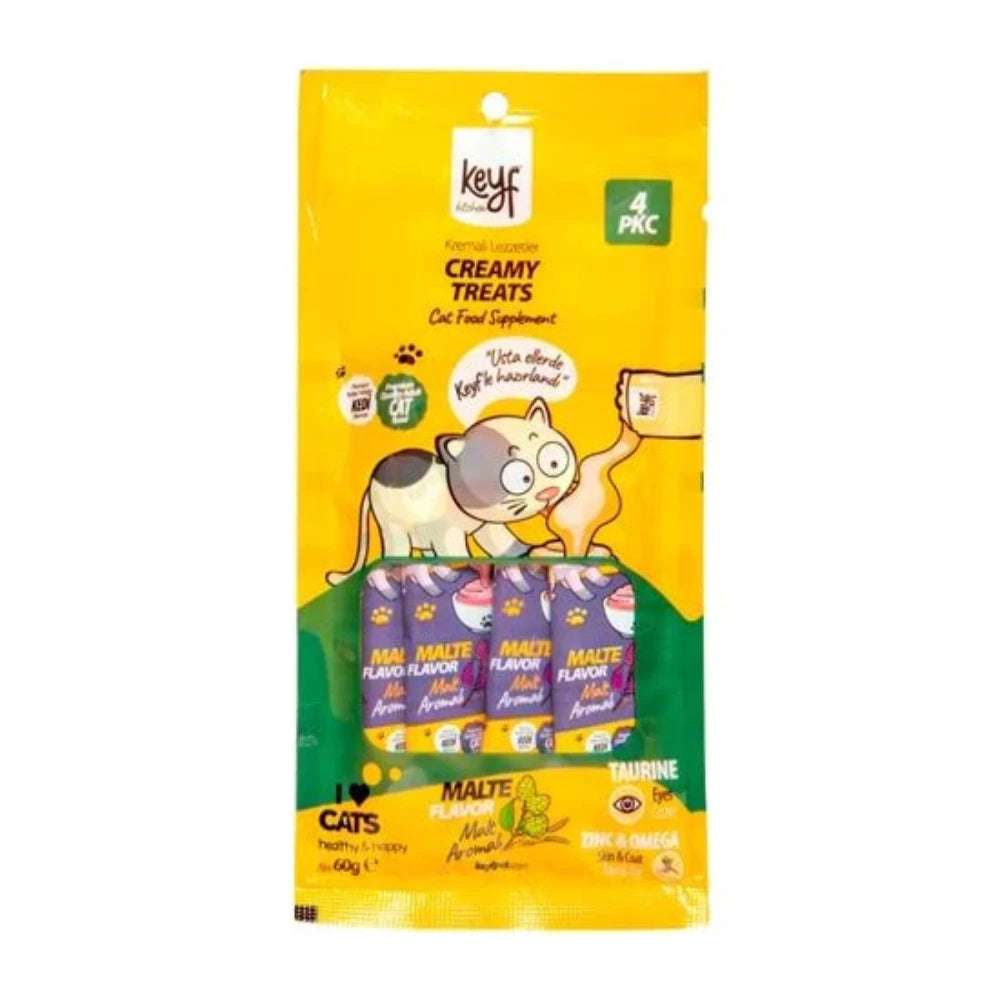 Keyf Creamy Treat Sachets malte Flavor for Adult Cats 4 pcs