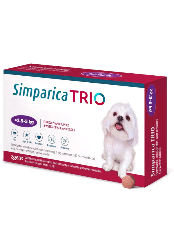 Simparica Trio Tablet For Dogs From 2.5 - 5 Kg