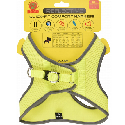 Doco X large Lime Reflective Quick Fit Comfort Dog Harness 52 to 58cm