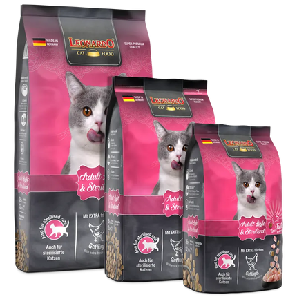 Leonardo Cat Leonardo Dry Food For Adult Cats Light and Sterilised With Poultry 1.8 kg