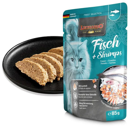 LEONARDO Cat Leonardo Wet Food adult Cat with Fish and Shrimps 85 gr