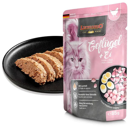 LEONARDO Cat Leonardo Wet Food adult Cat with Poultry and Egg 85 gr