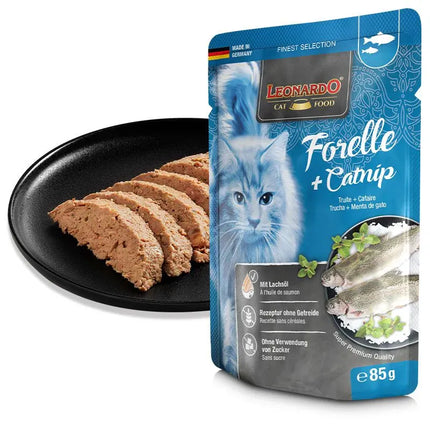 LEONARDO Cat Leonardo Wet Food Adult Cat with Trout and Catnip 85 gr