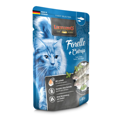 LEONARDO Cat Leonardo Wet Food Adult Cat with Trout and Catnip 85 gr