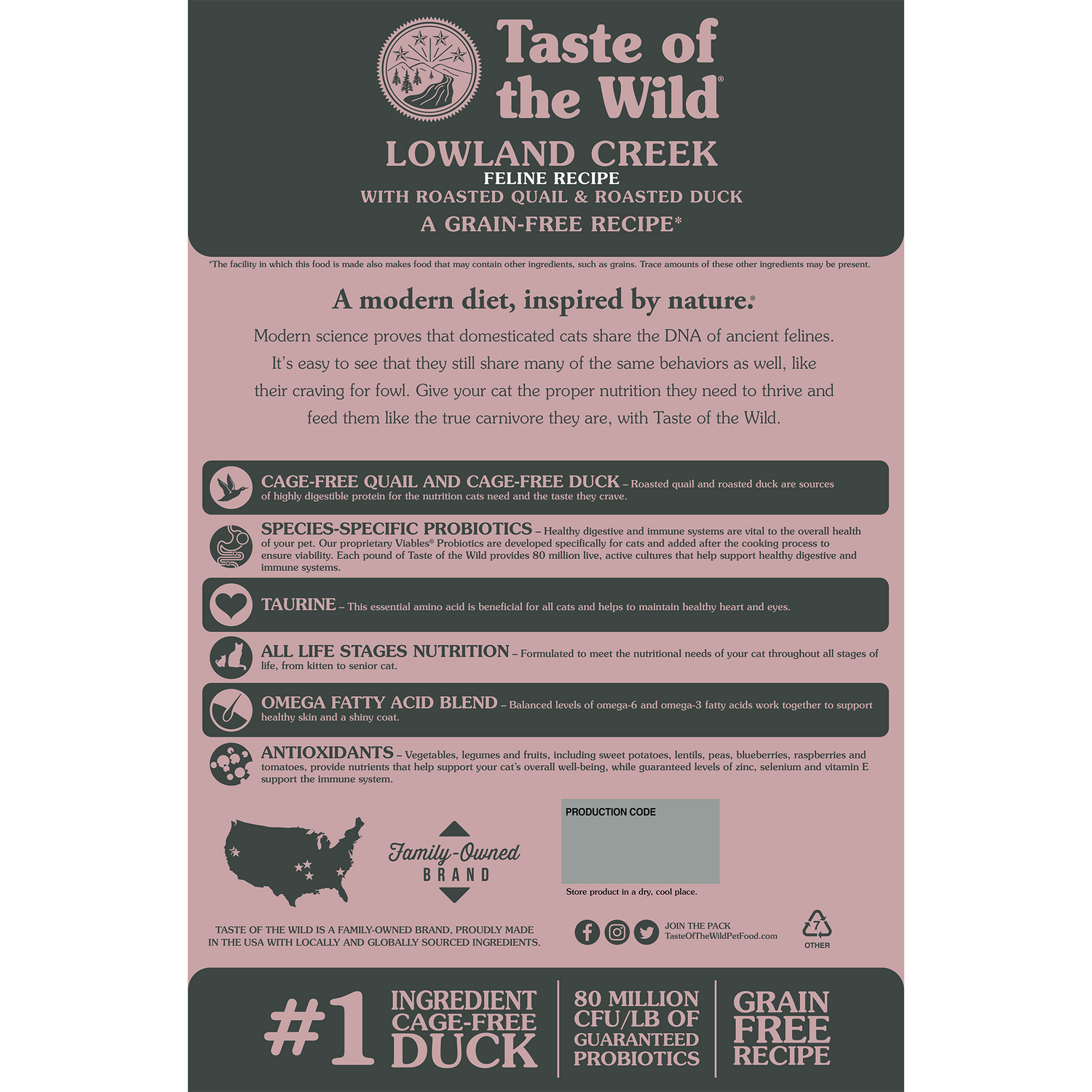 Taste of the Wild Lowland Creek Dry Cat Food with Roasted Quail and Duck 2 kg