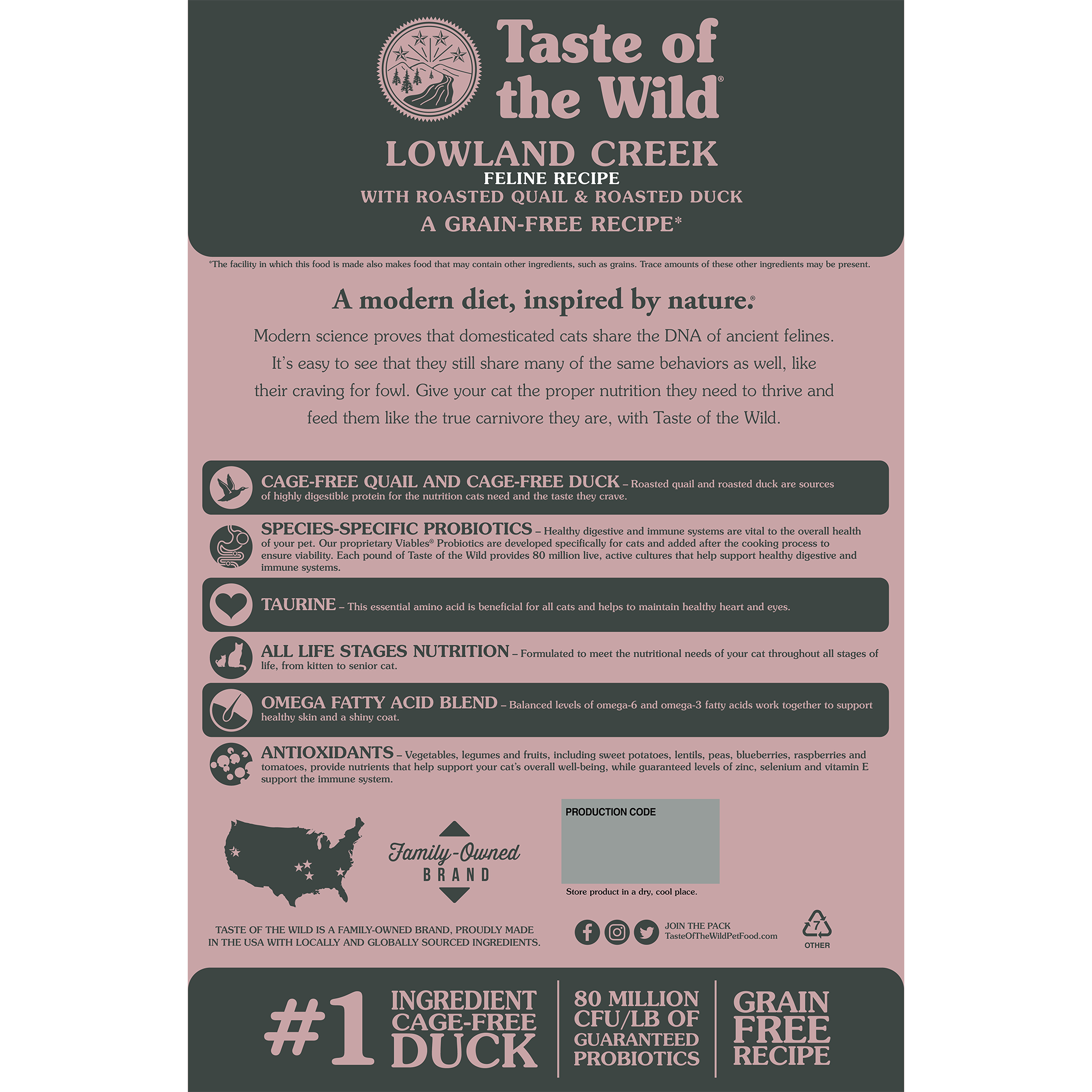 Taste of the Wild Lowland Creek Dry Cat Food with Roasted Quail and Duck 2 kg