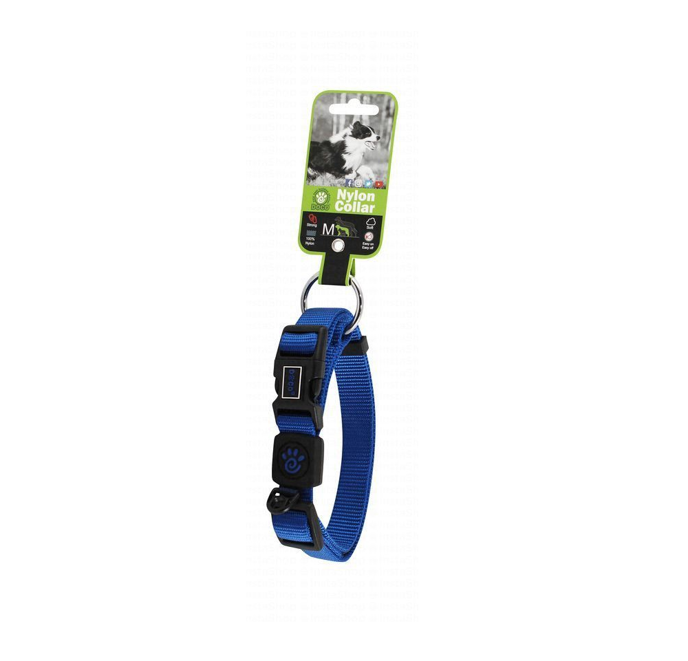 Doco Medium Blue Nylon Dog Collar 35 to 51 in 2cm