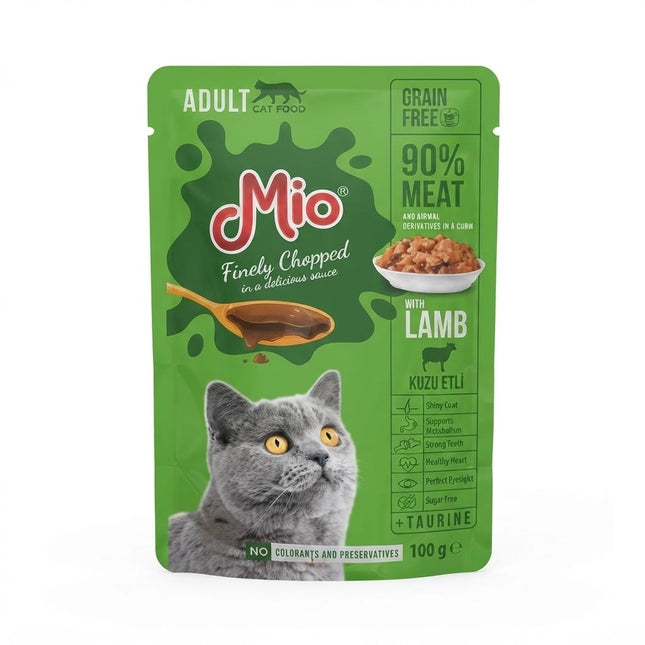 Mio Adult Cat Mio Adult Lamb Finely Chopped in Sauce Wet Cat Food 100g