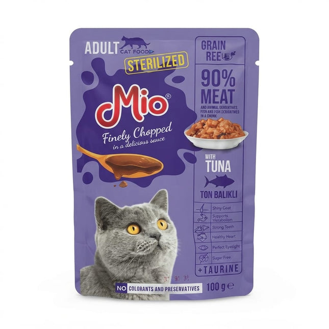 Mio Adult Cat Mio Adult Sterilized Tuna Finely Chopped in Sauce Wet Cat Food 100g