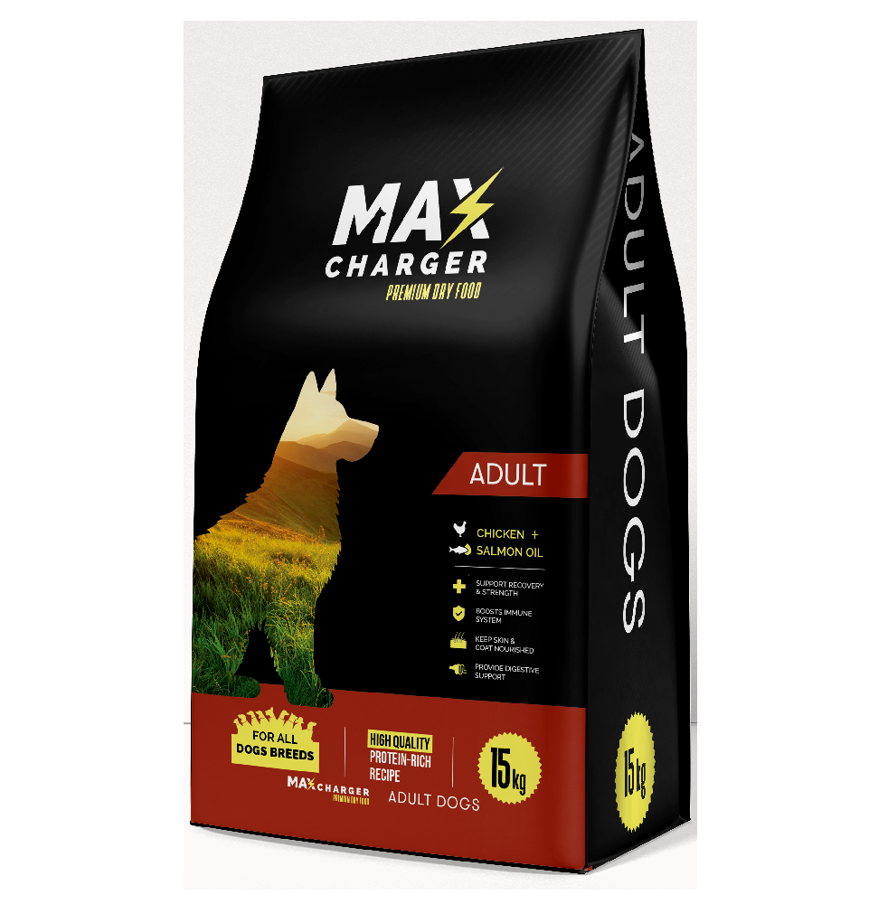 Max Charger dry food for Adult Dog Chicken and Salmon 15 Kg