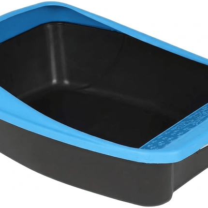 MPS Cat Litter MPS Open Top Cat Litter Tray with Rim Easy Clean Design Blue