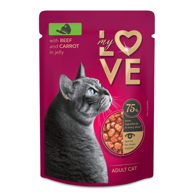 My Love Cat My Love Adult Cat Beef And Carrots in Jelly Pouch 85g