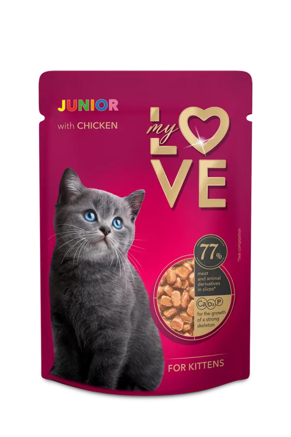My Love Cat My Love Junior with Chicken Kittens Wet Food in Gravy Pouch 85g