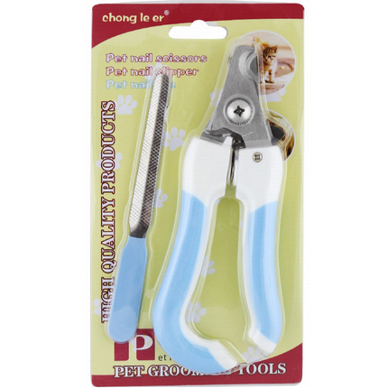 Pet Nail Clipper with Filer Blue and White small