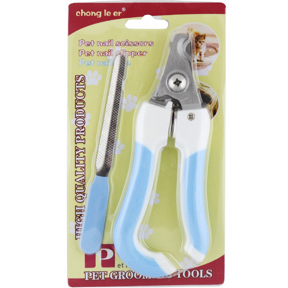 Pet Nail Clipper with Filer Blue and White