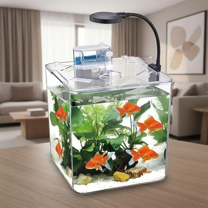 Nanbor Fish Nanbor DA-170 Mini 5L Fish Tank Set 177x177x180mm  Desktop Aquarium Kit with LED Light and Filter
