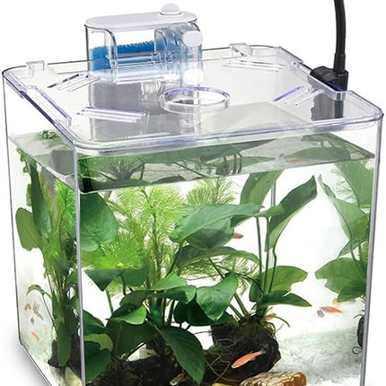 Nanbor Fish Nanbor DA-170 Mini 5L Fish Tank Set 177x177x180mm  Desktop Aquarium Kit with LED Light and Filter
