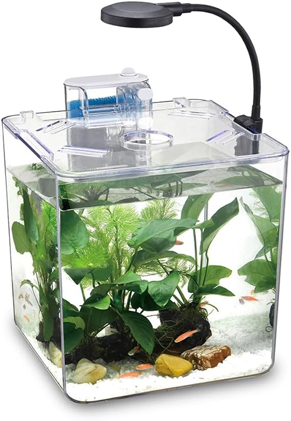 Nanbor Fish Nanbor DA-170 Mini 5L Fish Tank Set 177x177x180mm  Desktop Aquarium Kit with LED Light and Filter