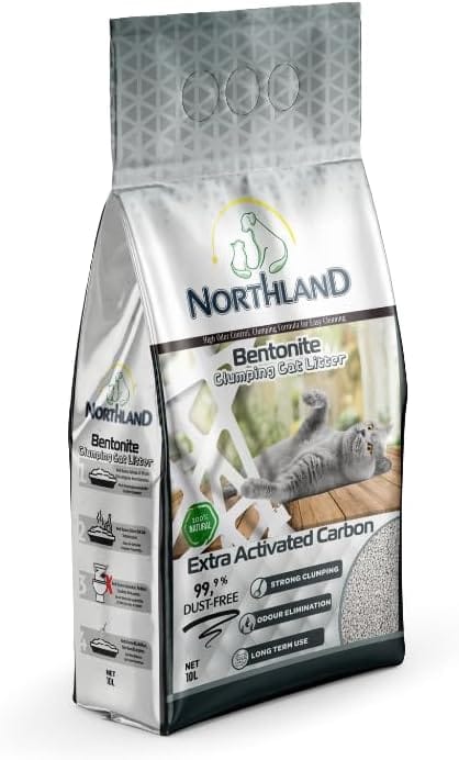Northland Cat Northland Bentonite Clumping Cat Litter  Extra Activated Carbon 10 L
