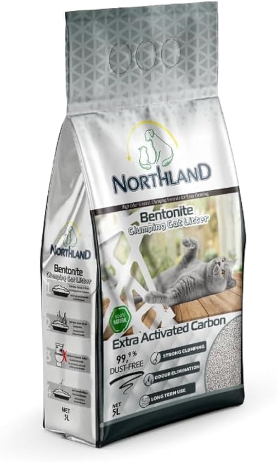 Northland Cat Northland Bentonite Clumping Cat Litter  Extra Activated Carbon 5 L