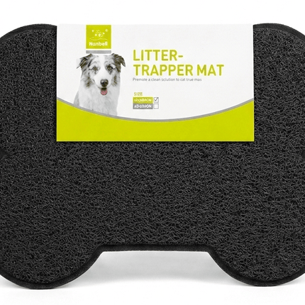 Nunbell Cat Nunbell Bone Shaped Cat Litter Trapping Mat  Non Slip Pet Feeding Mat 40 × 30 Black