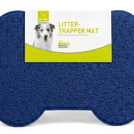 Nunbell Cat Nunbell Bone Shaped Cat Litter Trapping Mat  Non Slip Pet Feeding Mat 40 × 30 Blue
