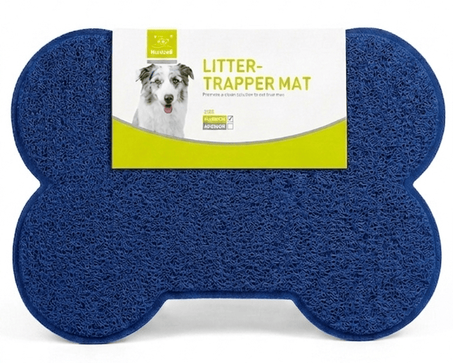 Nunbell Cat Nunbell Bone Shaped Cat Litter Trapping Mat  Non Slip Pet Feeding Mat 40 × 30 Blue