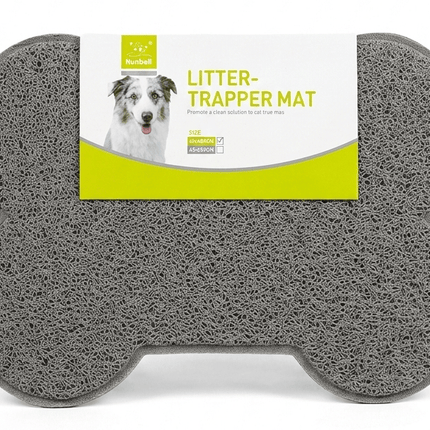 Nunbell Cat Nunbell Bone Shaped Cat Litter Trapping Mat  Non Slip Pet Feeding Mat 40 × 30 Gray