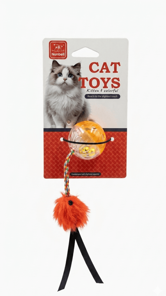 Nunbell Cat Nunbell Interactive Cat Bell Ball with Colorful Furry Tail