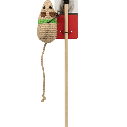 Nunbell cat Nunbell Sisal Mouse Teaser Wand Cat Toy with Wooden Stick