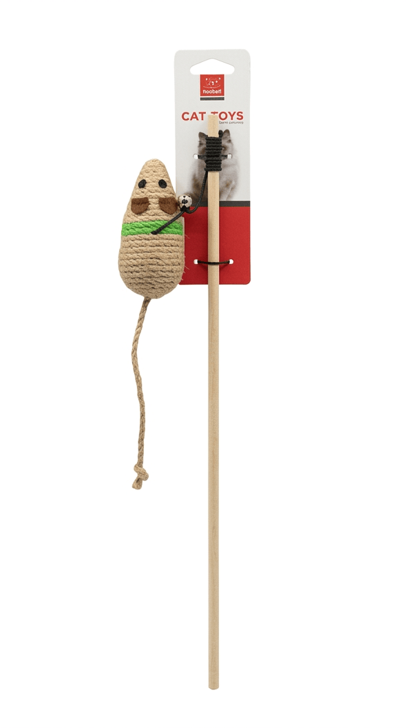 Nunbell cat Nunbell Sisal Mouse Teaser Wand Cat Toy with Wooden Stick