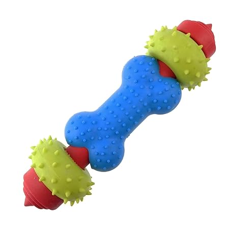Nunbell Dog and cat Dog Toy Rubber Spiky Dumbbell for Dental Cleaning And Gum Massage