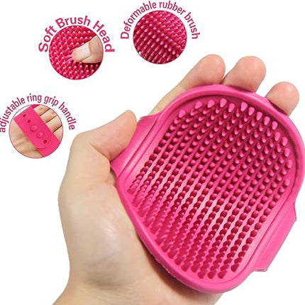 Nunbell Dog and cat Nunbell Massage Rubber Bath Glove With Palm Strap Pink