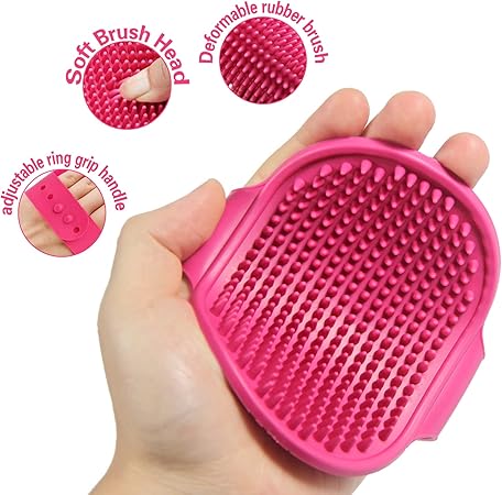 Nunbell Dog and cat Nunbell Massage Rubber Bath Glove With Palm Strap Pink
