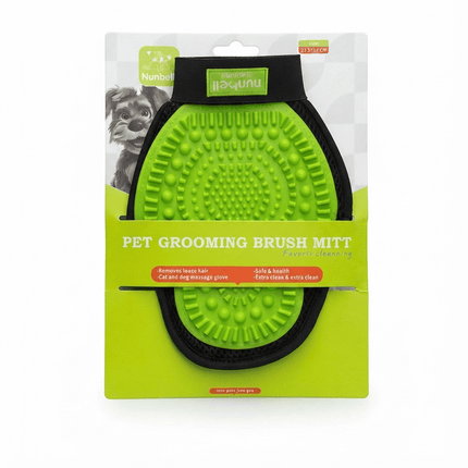 Nunbell Dog and cat Nunbell Pet Grooming and Massage Brush Mitt for Dogs and Cats Green