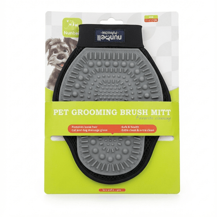 Nunbell Dog and cat Nunbell Pet Grooming and Massage Brush Mitt for Dogs and Cats Grey