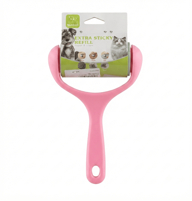 Nunbell Dog and cat Nunbell Pet Hair Remover Lint Roller with Handle 12m 60 Sheets Pink