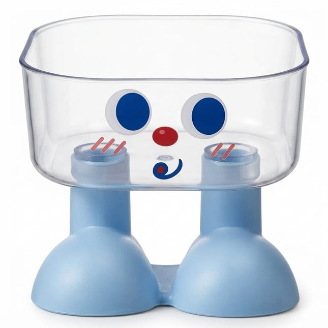 Nunbell Dog and cat Nunbell Transparent Plastic Elevated Cat Bowl Cute Cartoon Feet Design Pet Dish Blue