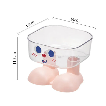 Nunbell Dog and cat Nunbell Transparent Plastic Elevated Cat Bowl Cute Cartoon Feet Design Pet Dish Pink