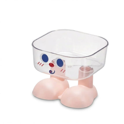 Nunbell Dog and cat Nunbell Transparent Plastic Elevated Cat Bowl Cute Cartoon Feet Design Pet Dish Pink